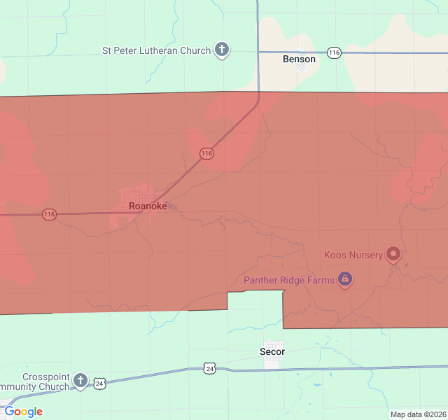 Map of septic coverage in Roanoke, IL