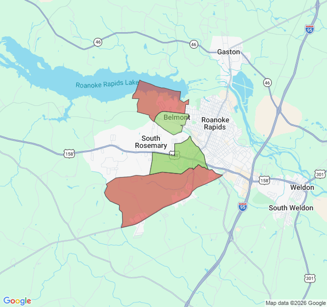 Map of septic coverage in Roanoke Rapids, NC