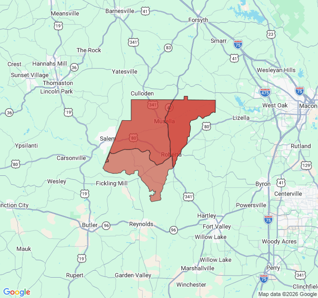 Map of septic coverage in Roberta, GA