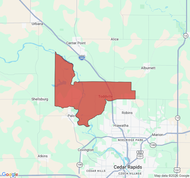 Map of septic coverage in Robins, IA