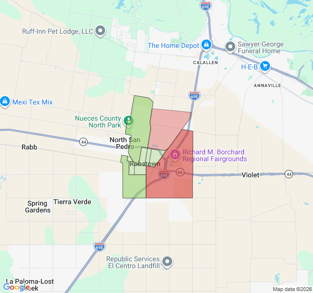 Map of septic coverage in Robstown, TX