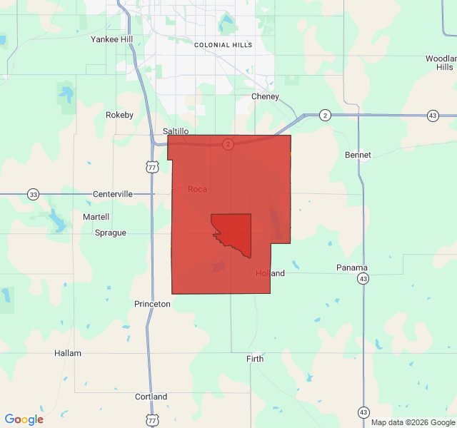 Map of septic coverage in Roca, NE
