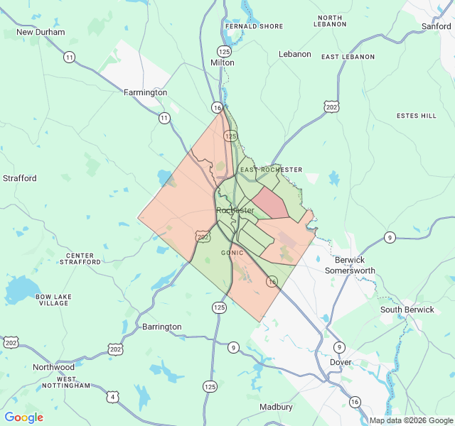 Map of septic coverage in Rochester, NH