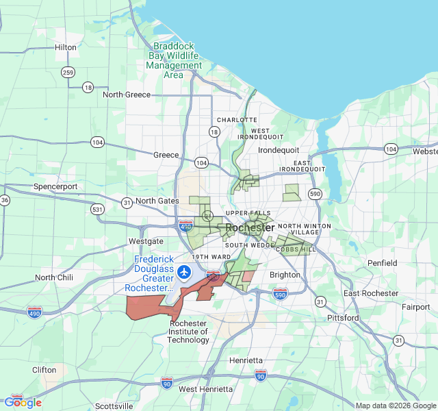 Map of septic coverage in Rochester, NY