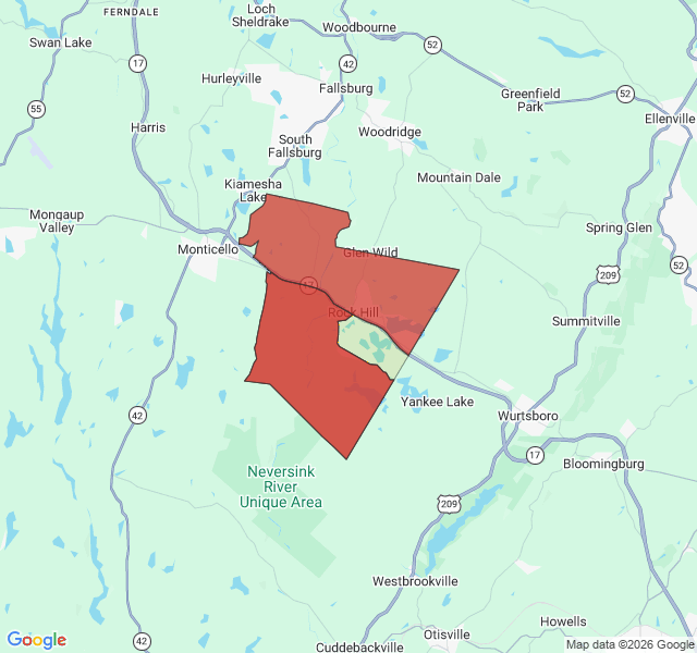 Map of septic coverage in Rock Hill, NY
