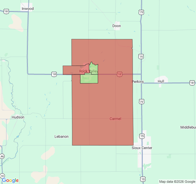 Map of septic coverage in Rock Valley, IA