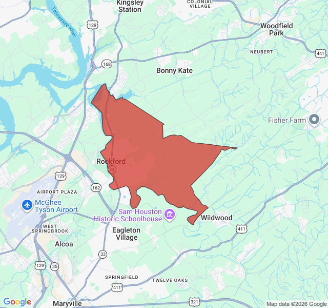 Map of septic coverage in Rockford, TN