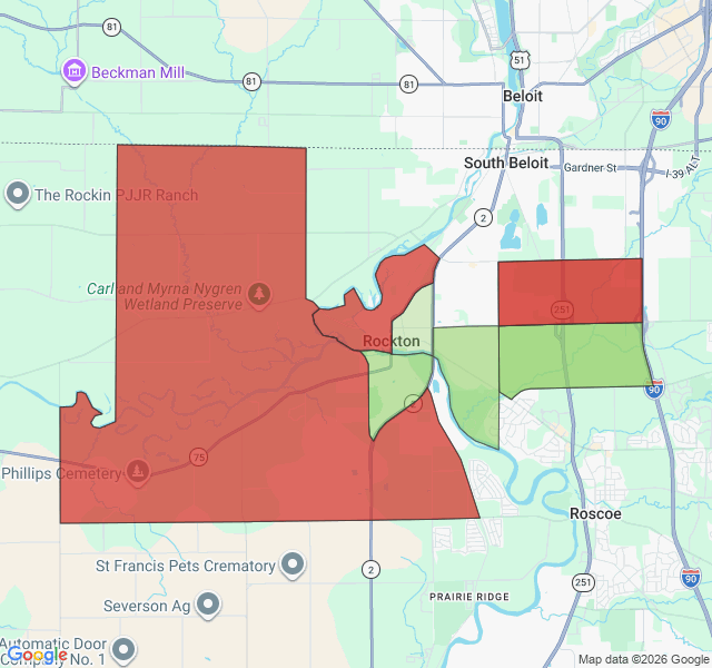Map of septic coverage in Rockton, IL