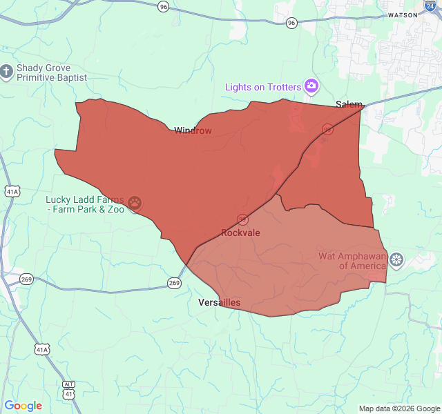 Map of septic coverage in Rockvale, TN