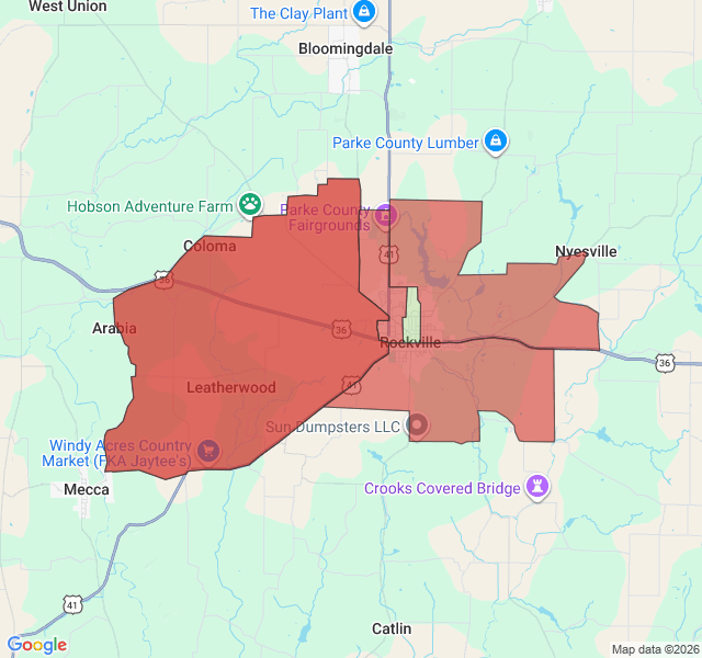 Map of septic coverage in Rockville, IN