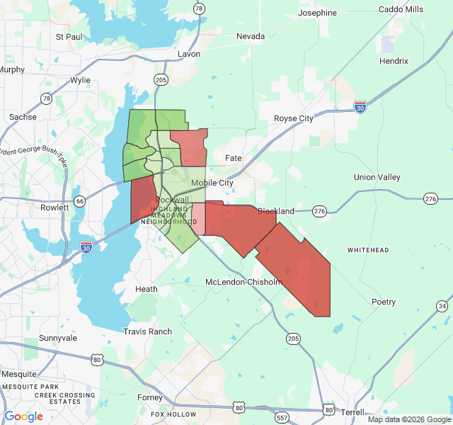 Map of septic coverage in Rockwall, TX