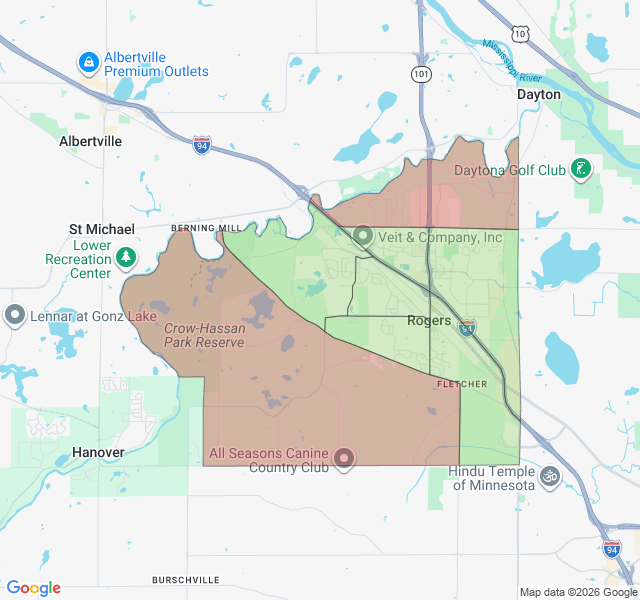 Map of septic coverage in Rogers, MN