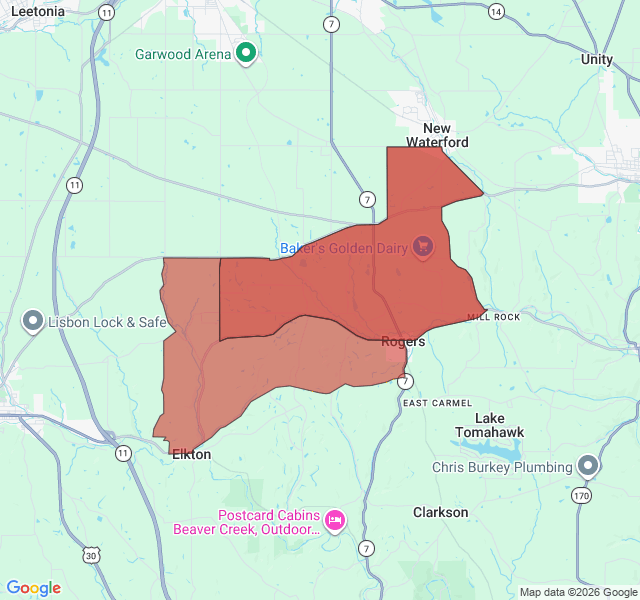 Map of septic coverage in Rogers, OH