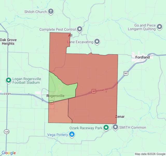 Map of septic coverage in Rogersville, MO