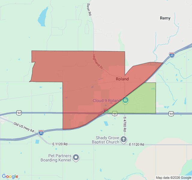 Map of septic coverage in Roland, OK