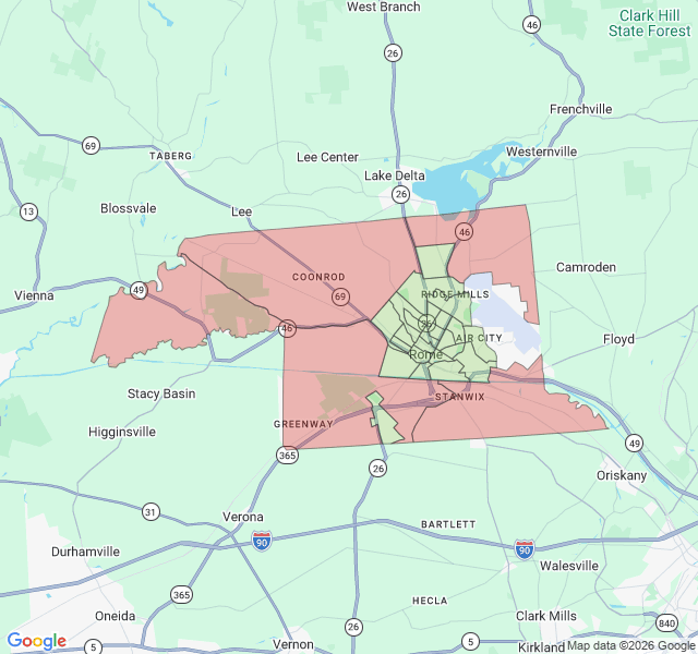 Map of septic coverage in Rome, NY