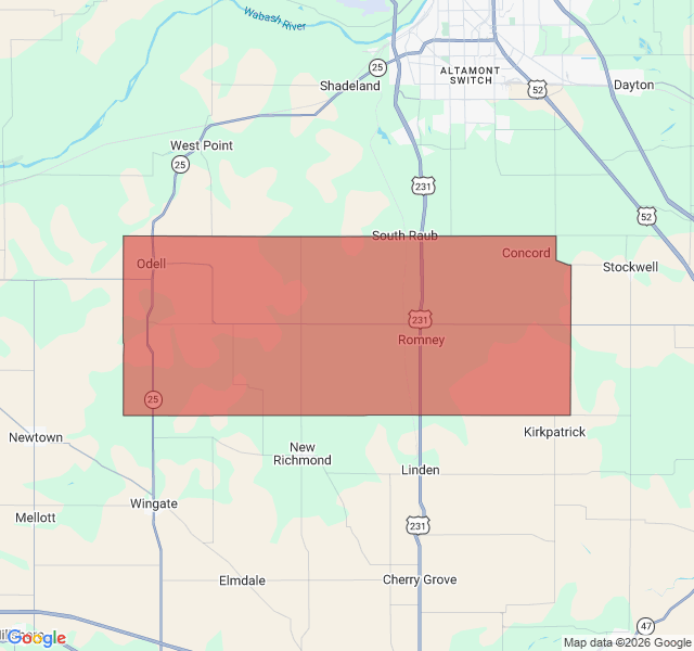 Map of septic coverage in Romney, IN