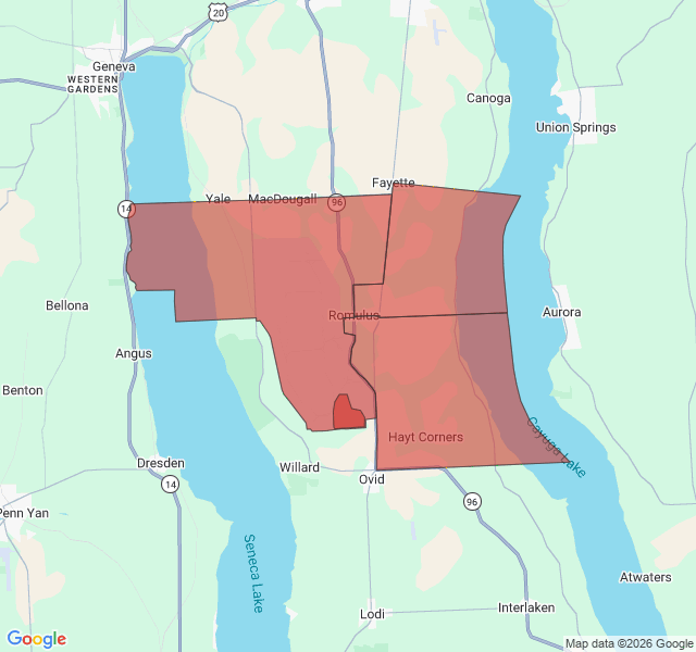 Map of septic coverage in Romulus, NY