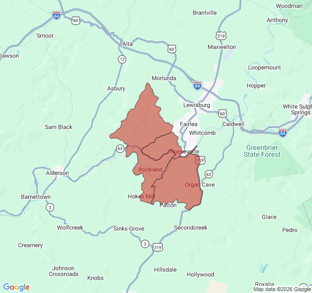 Map of septic coverage in Ronceverte, WV