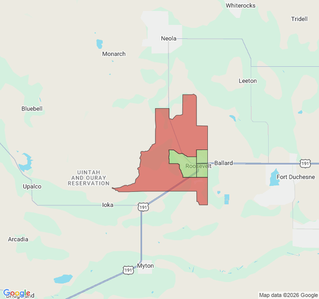 Map of septic coverage in Roosevelt, UT