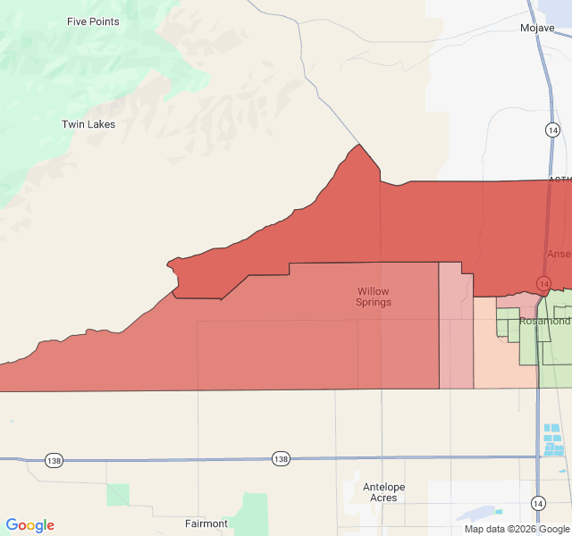 Map of septic coverage in Rosamond, CA