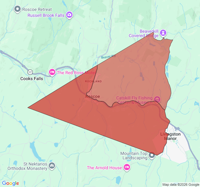Map of septic coverage in Roscoe, NY