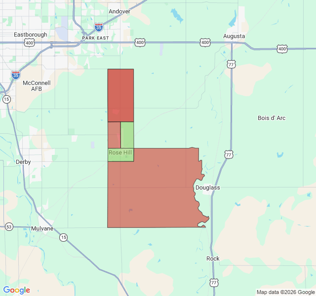Map of septic coverage in Rose Hill, KS
