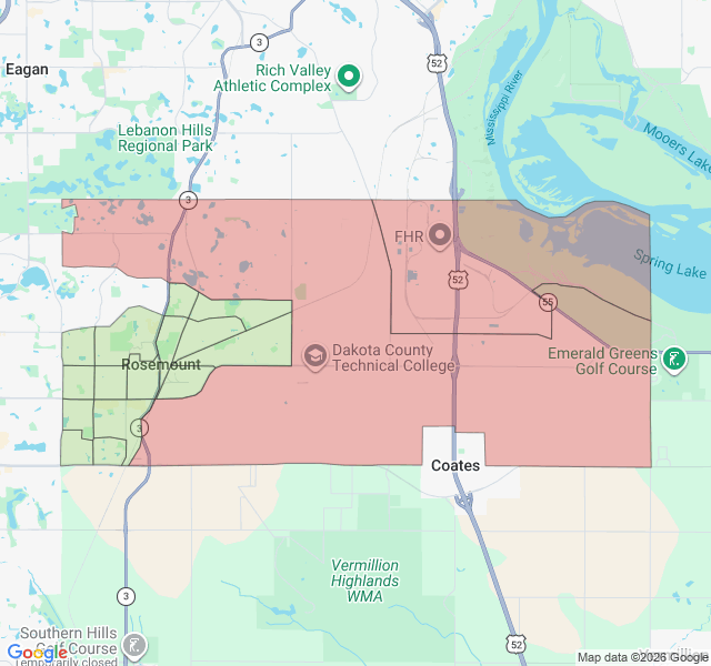 Map of septic coverage in Rosemount, MN