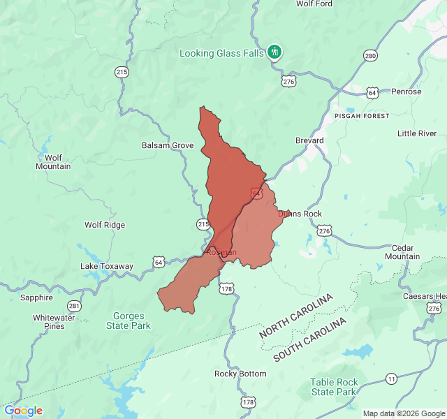 Map of septic coverage in Rosman, NC