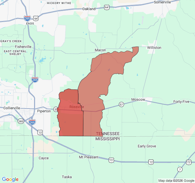 Map of septic coverage in Rossville, TN