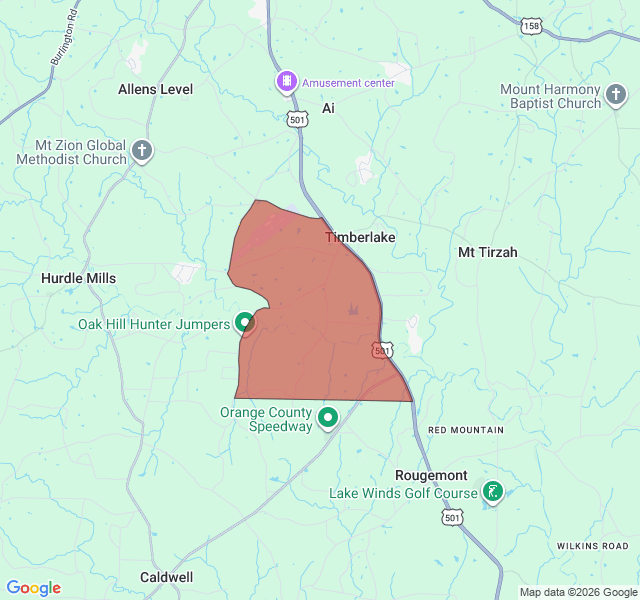 Map of septic coverage in Rougemont, NC