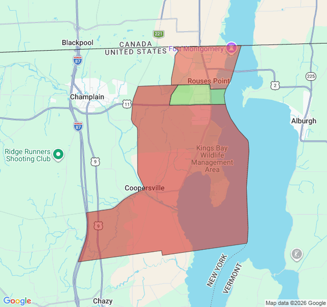 Map of septic coverage in Rouses Point, NY