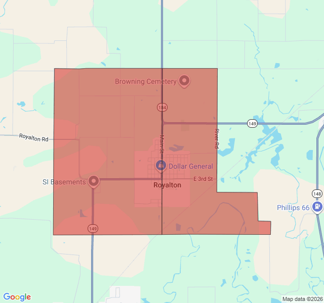 Map of septic coverage in Royalton, IL