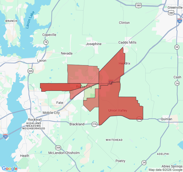 Map of septic coverage in Royse City, TX