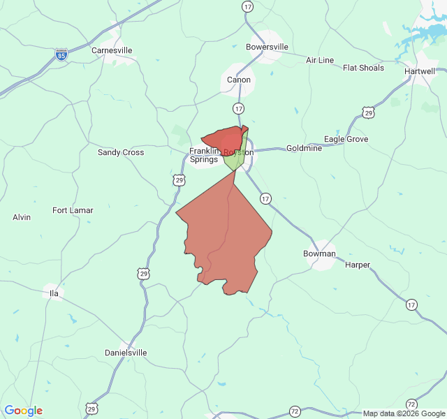 Map of septic coverage in Royston, GA