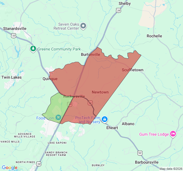 Map of septic coverage in Ruckersville, VA