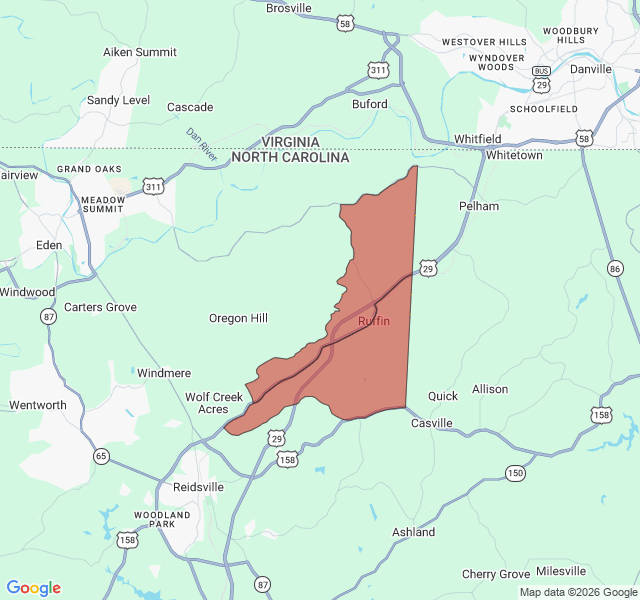 Map of septic coverage in Ruffin, NC