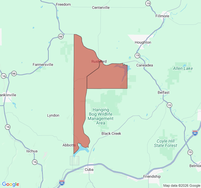 Map of septic coverage in Rushford, NY