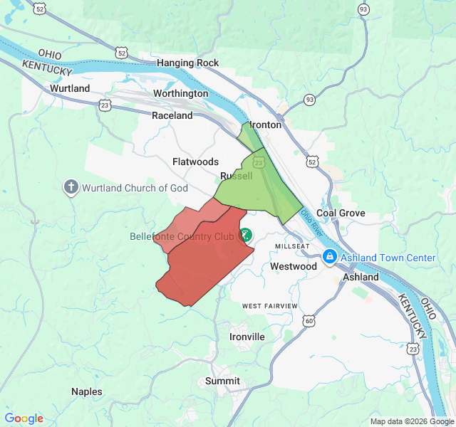Map of septic coverage in Russell, KY