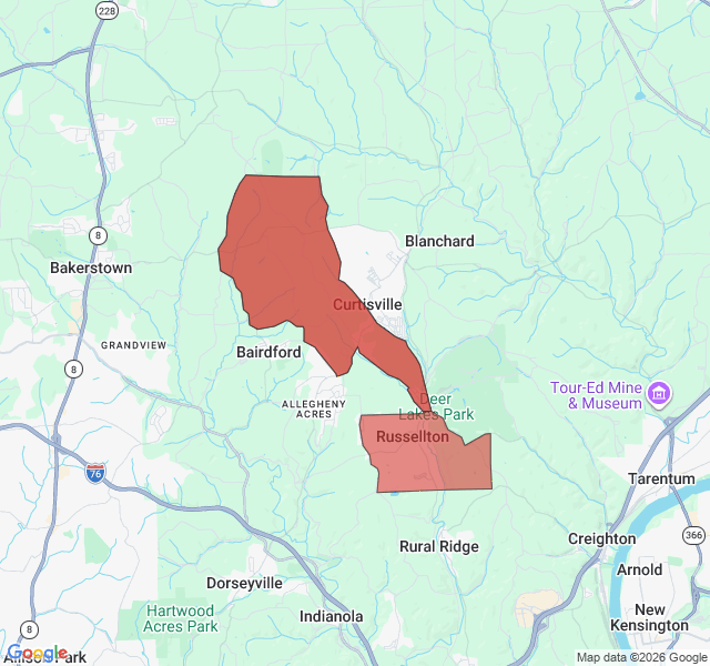 Map of septic coverage in Russellton, PA