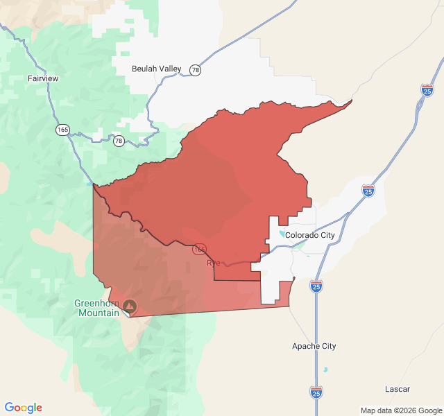 Map of septic coverage in Rye, CO