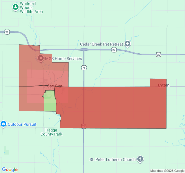 Map of septic coverage in Sac City, IA