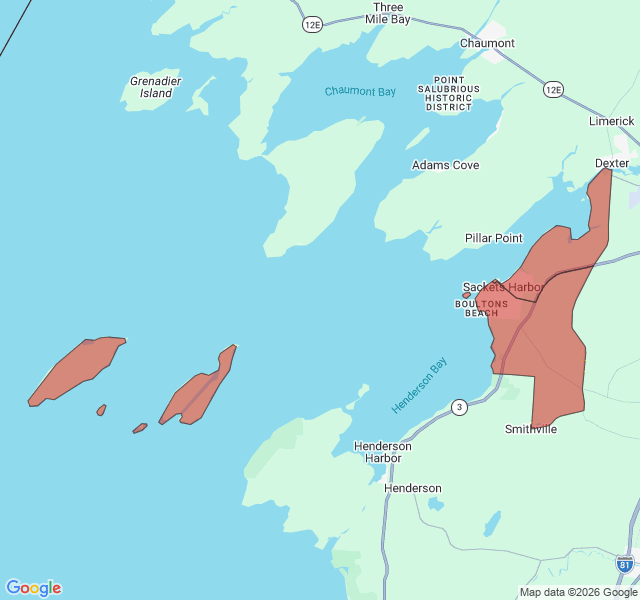Map of septic coverage in Sackets Harbor, NY