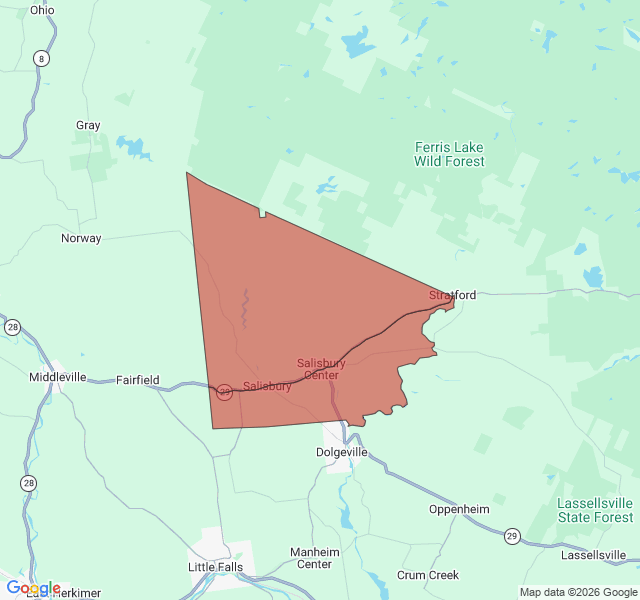 Map of septic coverage in Salisbury Center, NY