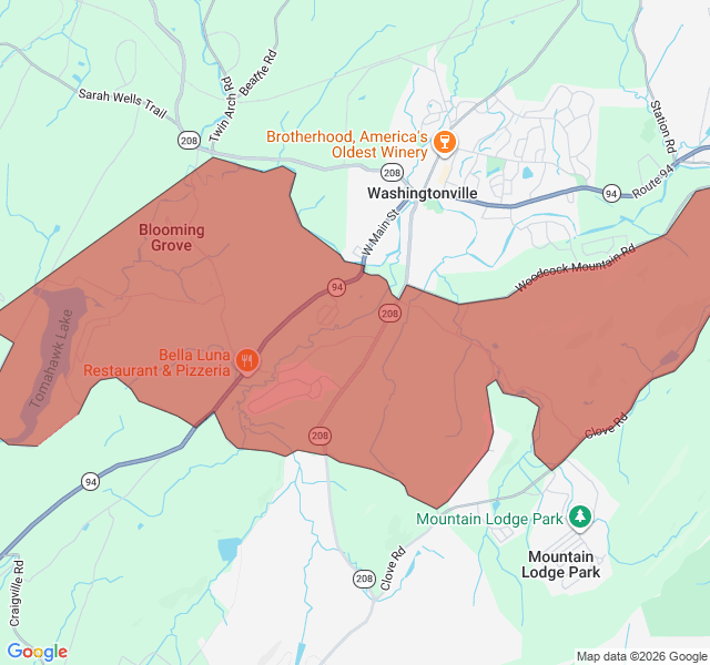 Map of septic coverage in Salisbury Mills, NY