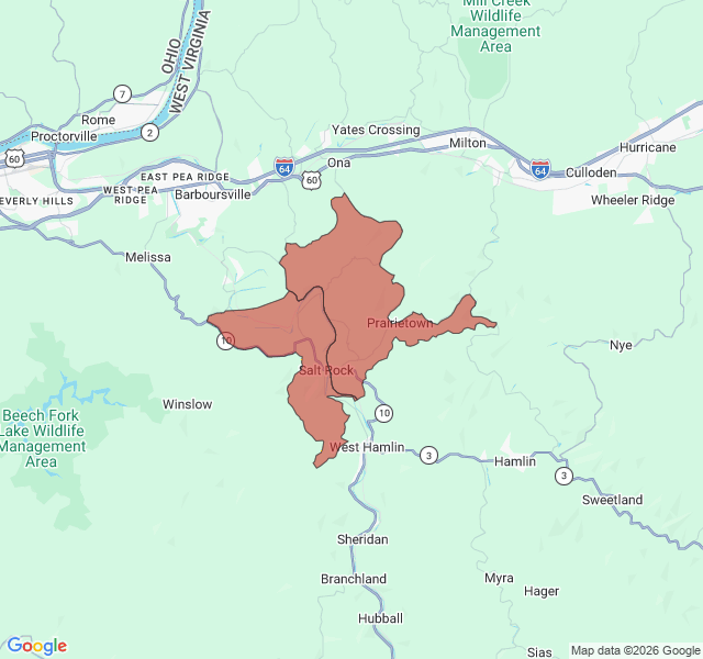 Map of septic coverage in Salt Rock, WV