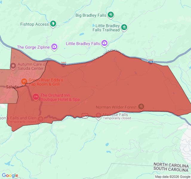 Map of septic coverage in Saluda, NC