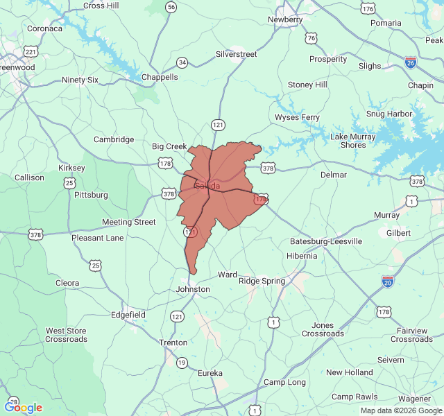 Map of septic coverage in Saluda, SC
