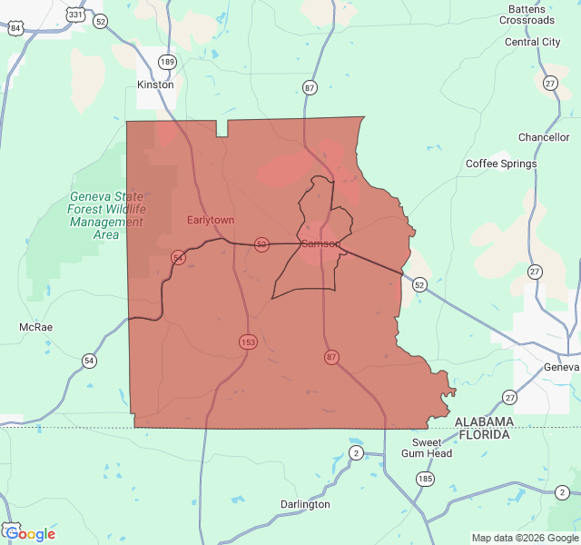 Map of septic coverage in Samson, AL