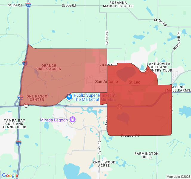 Map of septic coverage in San Antonio, FL
